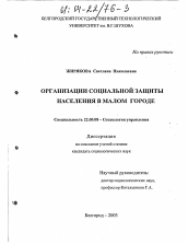 Диссертация по социологии на тему 'Организация социальной защиты в малом городе'