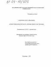 Диссертация по филологии на тему 'Атрибутивная валентность личных имен собственных'