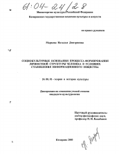 Диссертация по культурологии на тему 'Социокультурные основания процесса формирования личностной структуры человека в условиях становления информационного общества'